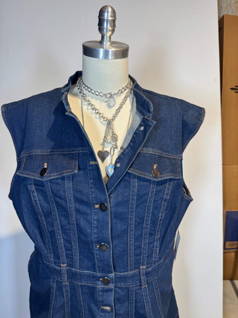 NWT Eloquii Sleeveless Denim Dress, Women's Plus Size 18 - Picture 11 of 11